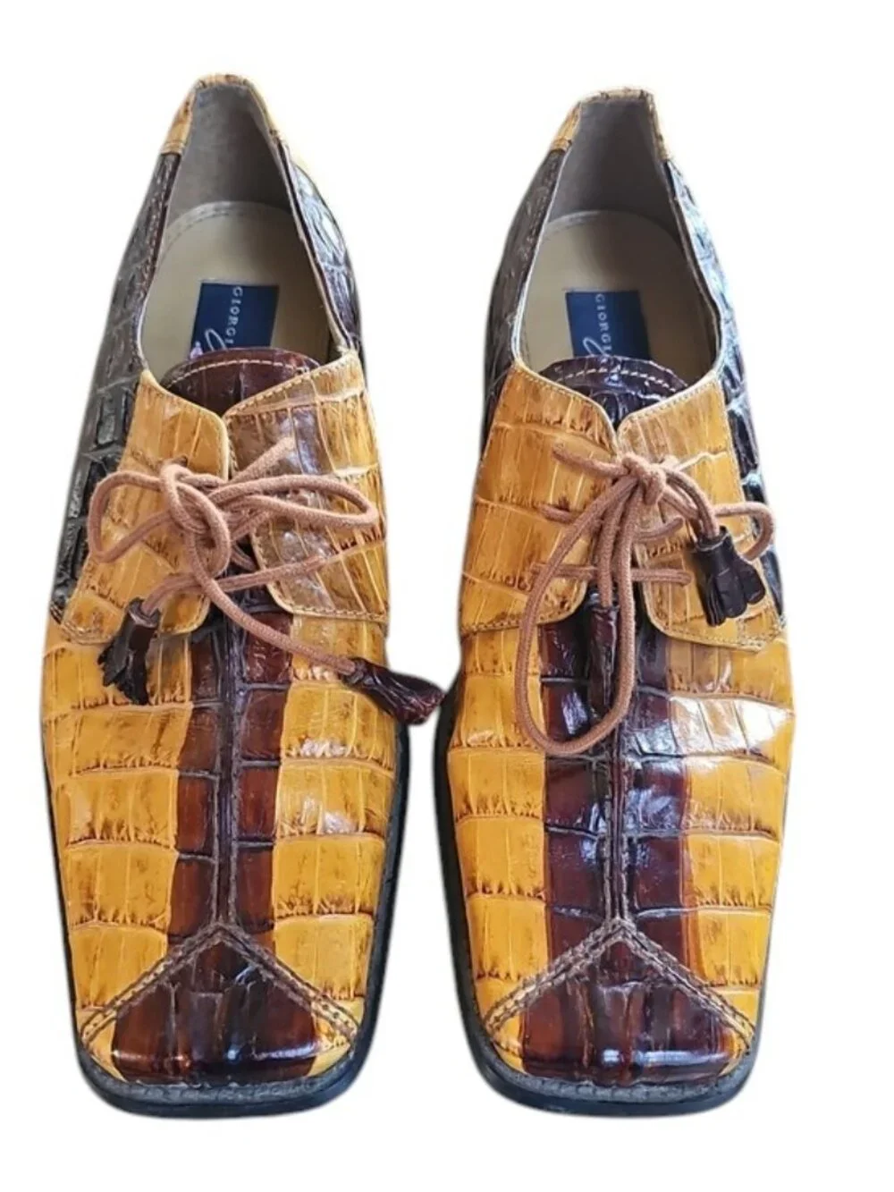 Giorgio Brutini Private Collection Alligator Embossed Leather Oxfords - 8M